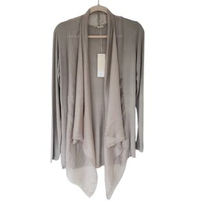 Italian Silk & Viscose Lighweight Cardigan Waterfall Front Neutral Color